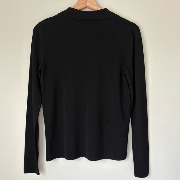 Vintage Designers Originals Black Long Sleeve Button Up Cardigan Top with Collar - Picture 2 of 4